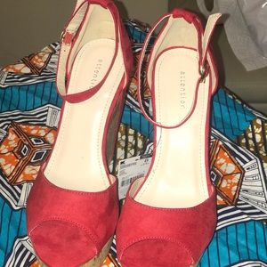 Red Wedged Sandals